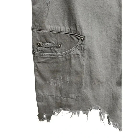 Free People Moonchild Denim Shirt Jacket Distressed Olive Women's Size Large - Picture 8 of 14